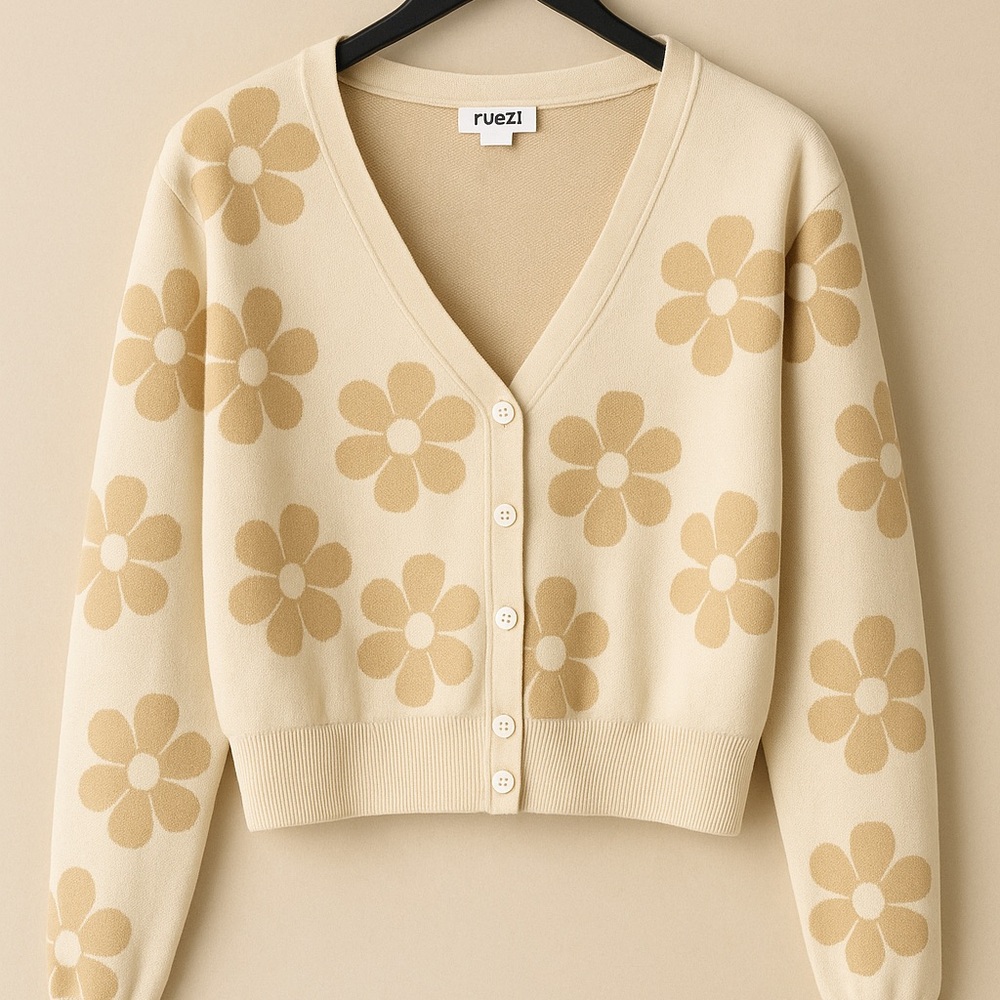 Cream Floral Women's Sweater